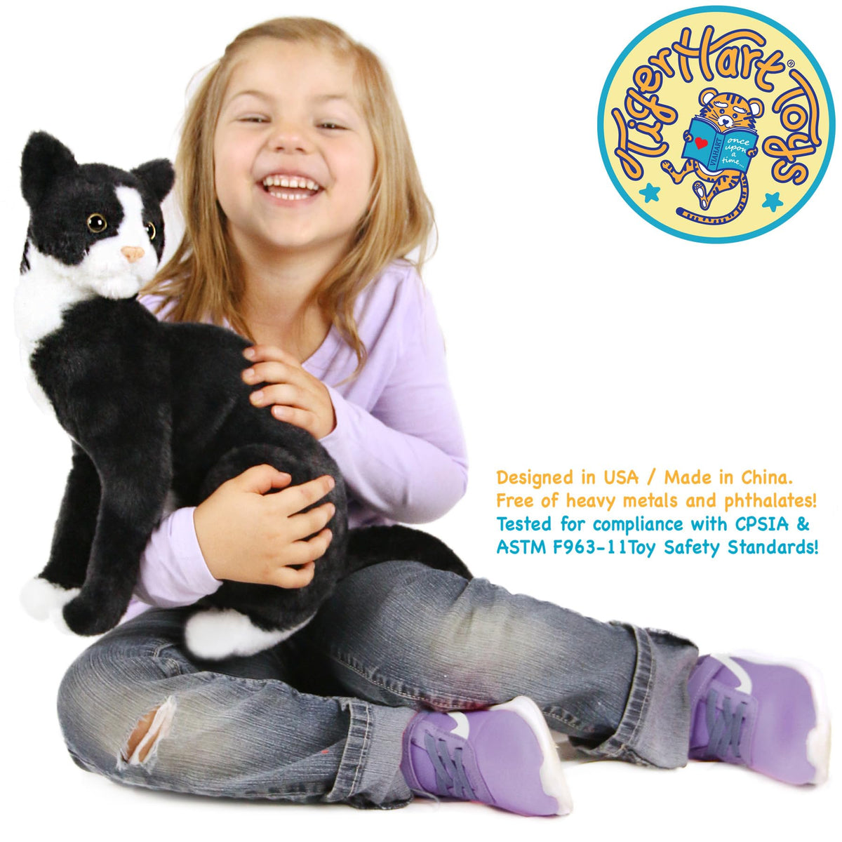 TigerHart Tate plush head close-up showing soft fabric and friendly eyes for cuddle play