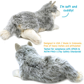 Whitaker Wolf plush care instructions for easy cleaning and upkeep.
