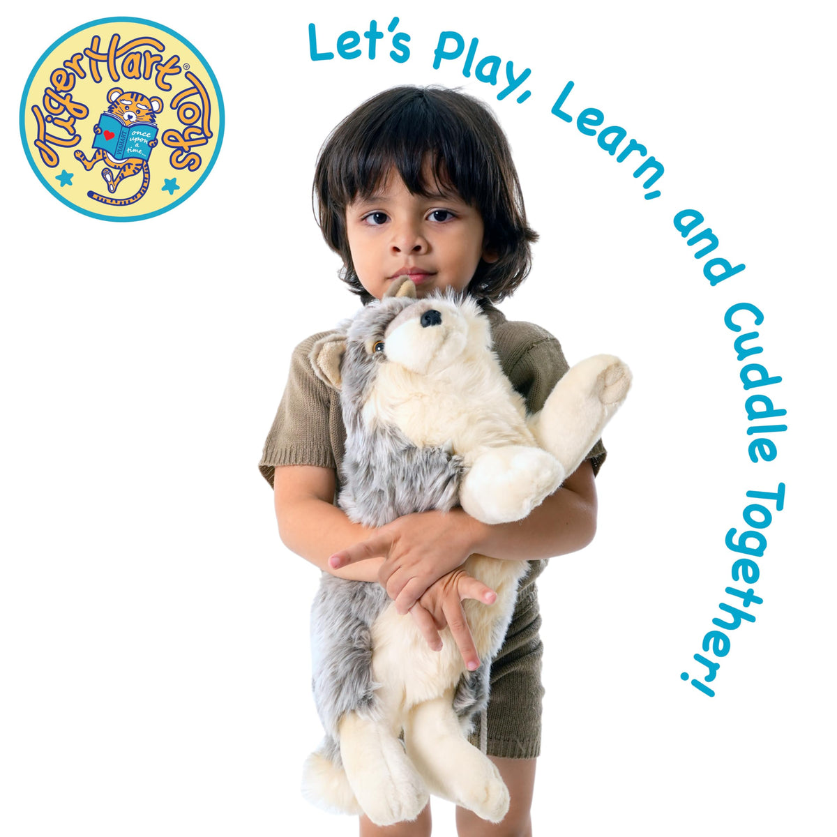 Whitaker Wolf plush securely sewn for durable daily play and cuddles.