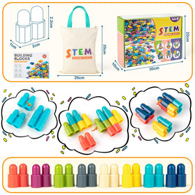 Tigerhu canvas storage bag keeps blocks organized after play.