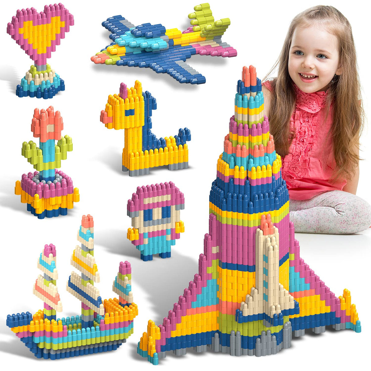 Tigerhu Kids 1120pcs blocks in bright colors fuel imaginative play.