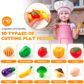 Tigerhu pretend-cut foods with crunchy sound for realistic kitchen pretend play.