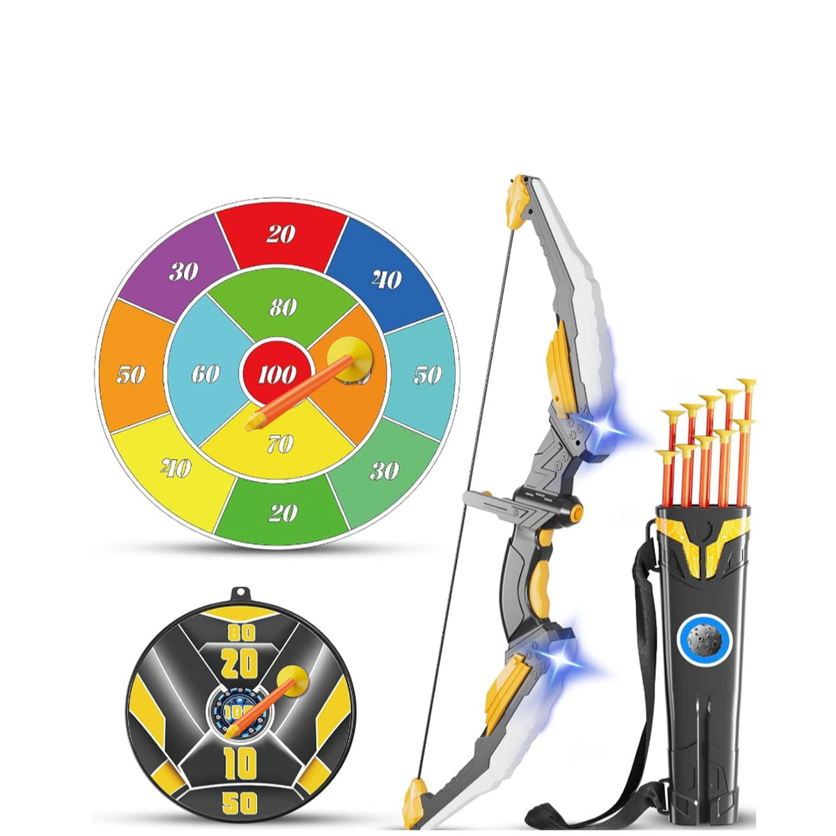 TIGTECGAME LED light bow with arrows for nighttime play and learning.