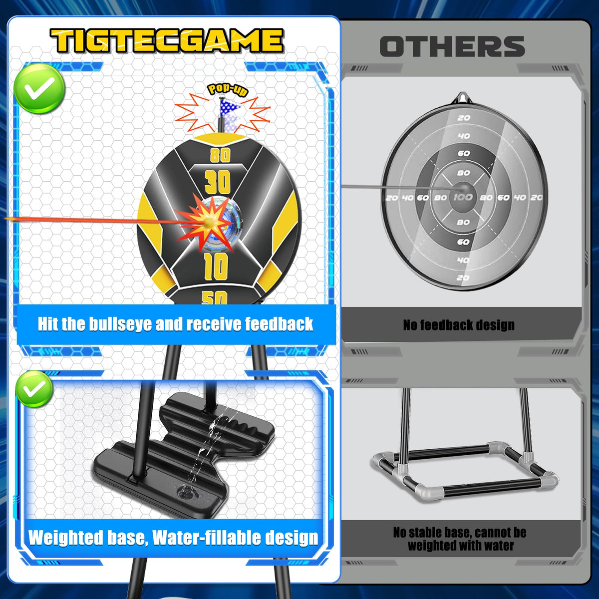 TIGTECGAME water-filled base adds stable support during play.
