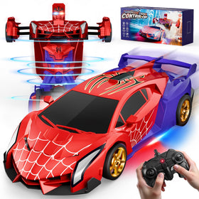 TIKAFONY Spider Transform RC Car eye lights inspire nighttime play.