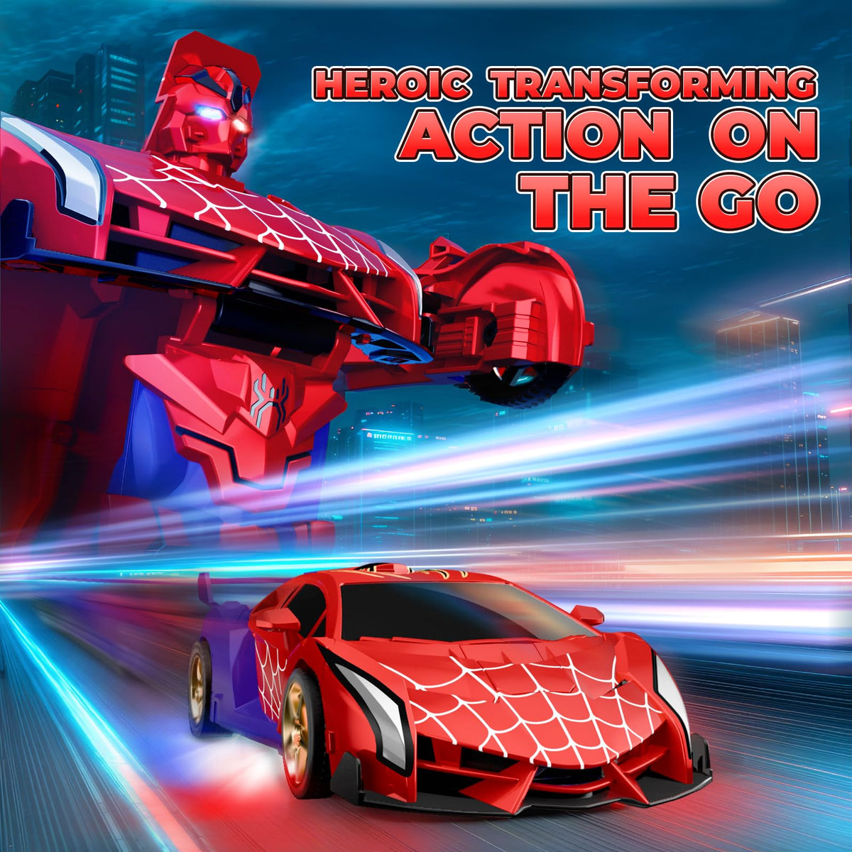 TIKAFONY Spider Transform RC Car includes two batteries for longer sessions.