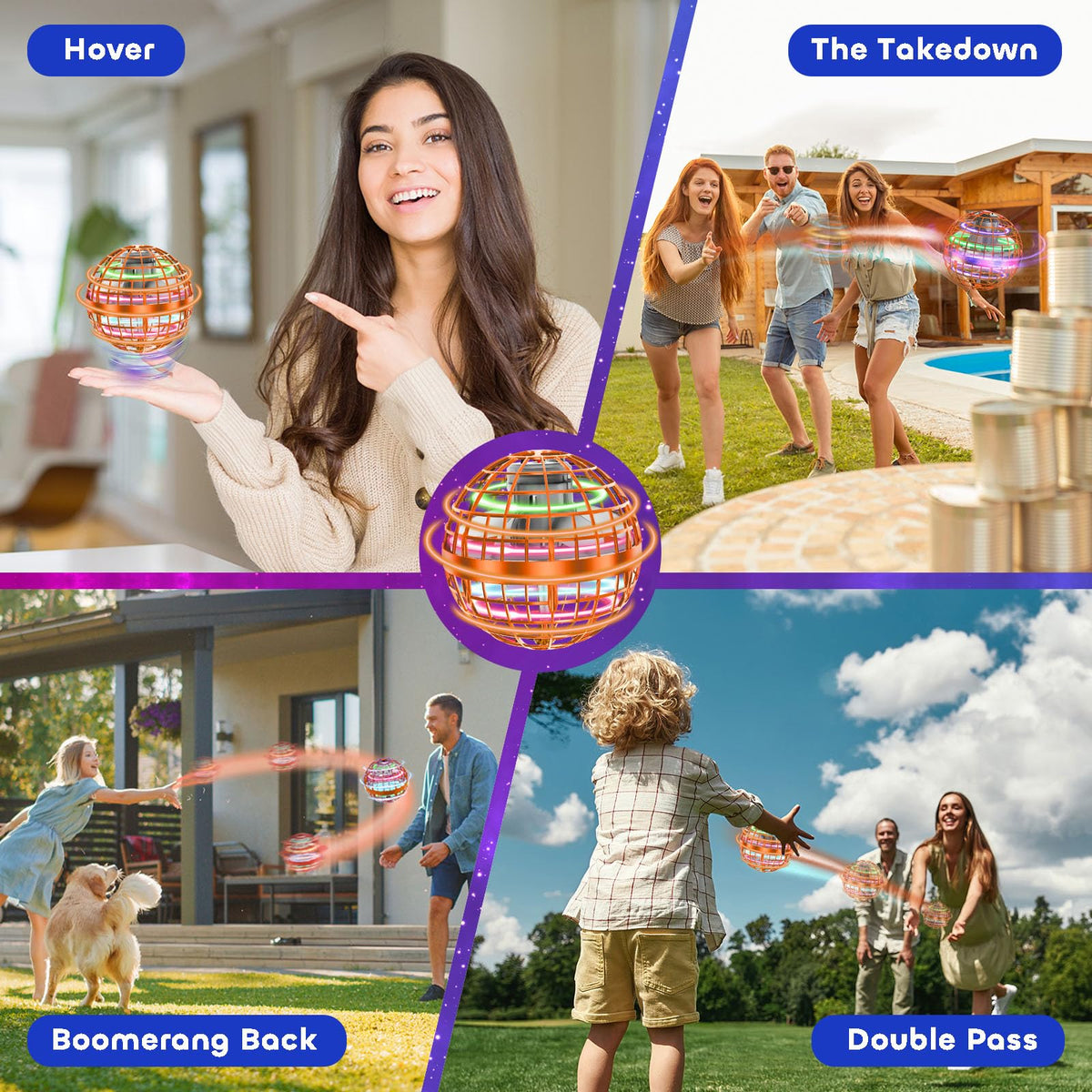 Tikduck Flying Orb Ball in-flight image shows boomerang-path flight for creative play