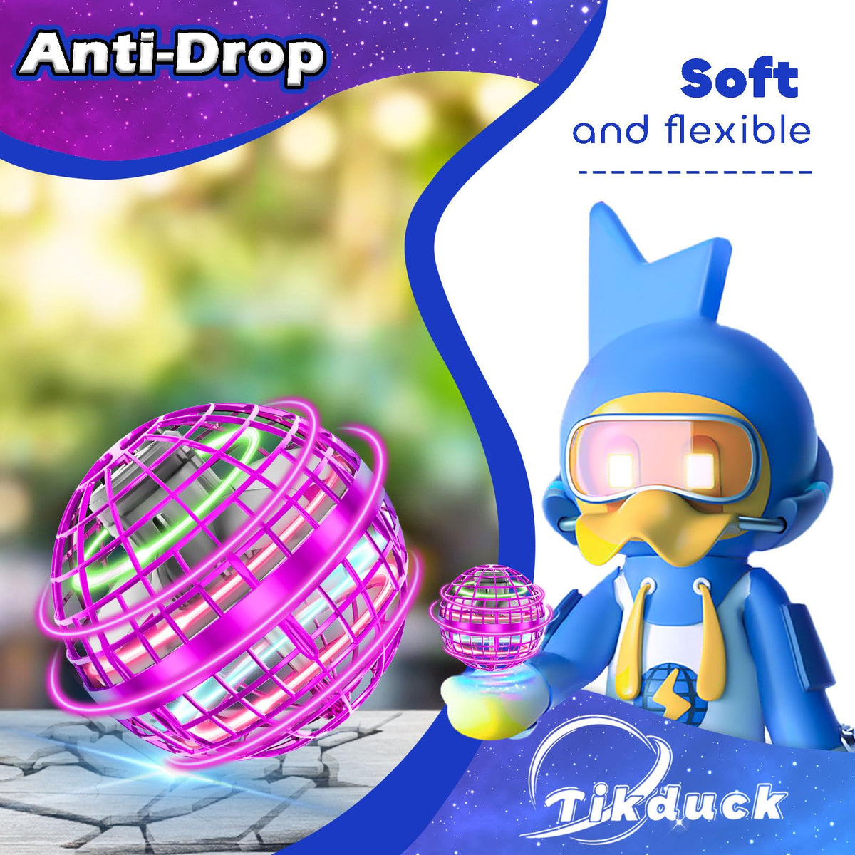 Tikduck Flying Orb Ball USB recharge highlight quick 25-minute charge