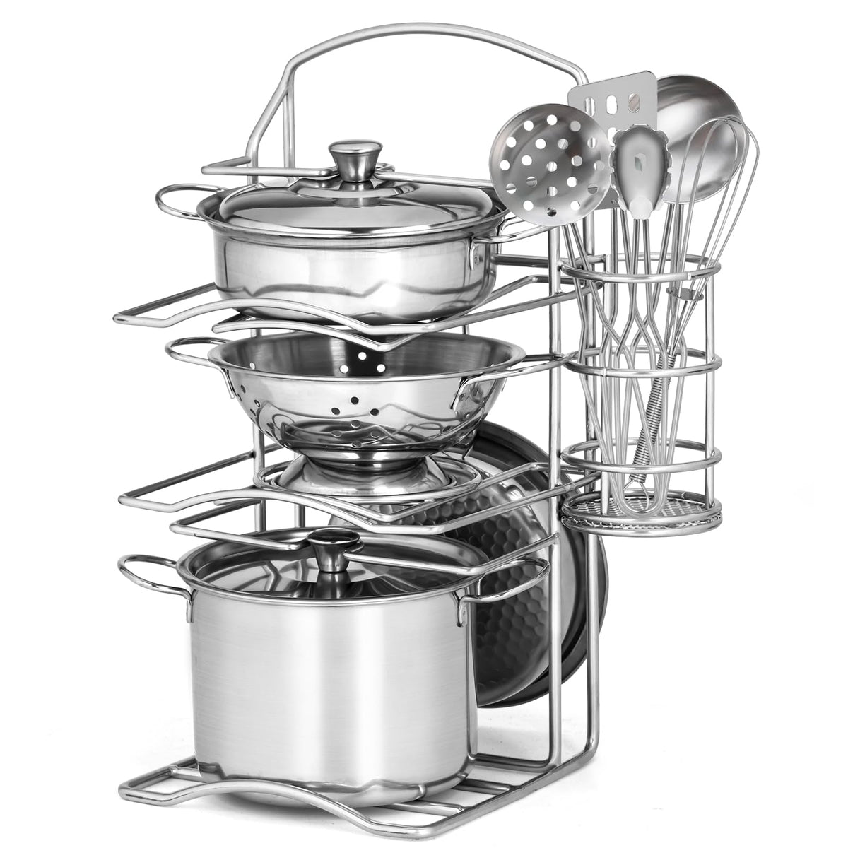 TikOnsYol 12pcs kids pots and pans playset for imaginative cooking play and organization.