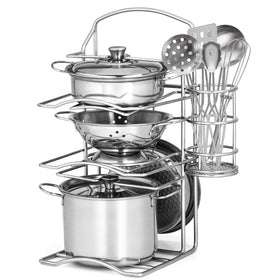 TikOnsYol 12pcs kids pots and pans playset for imaginative cooking play and organization.