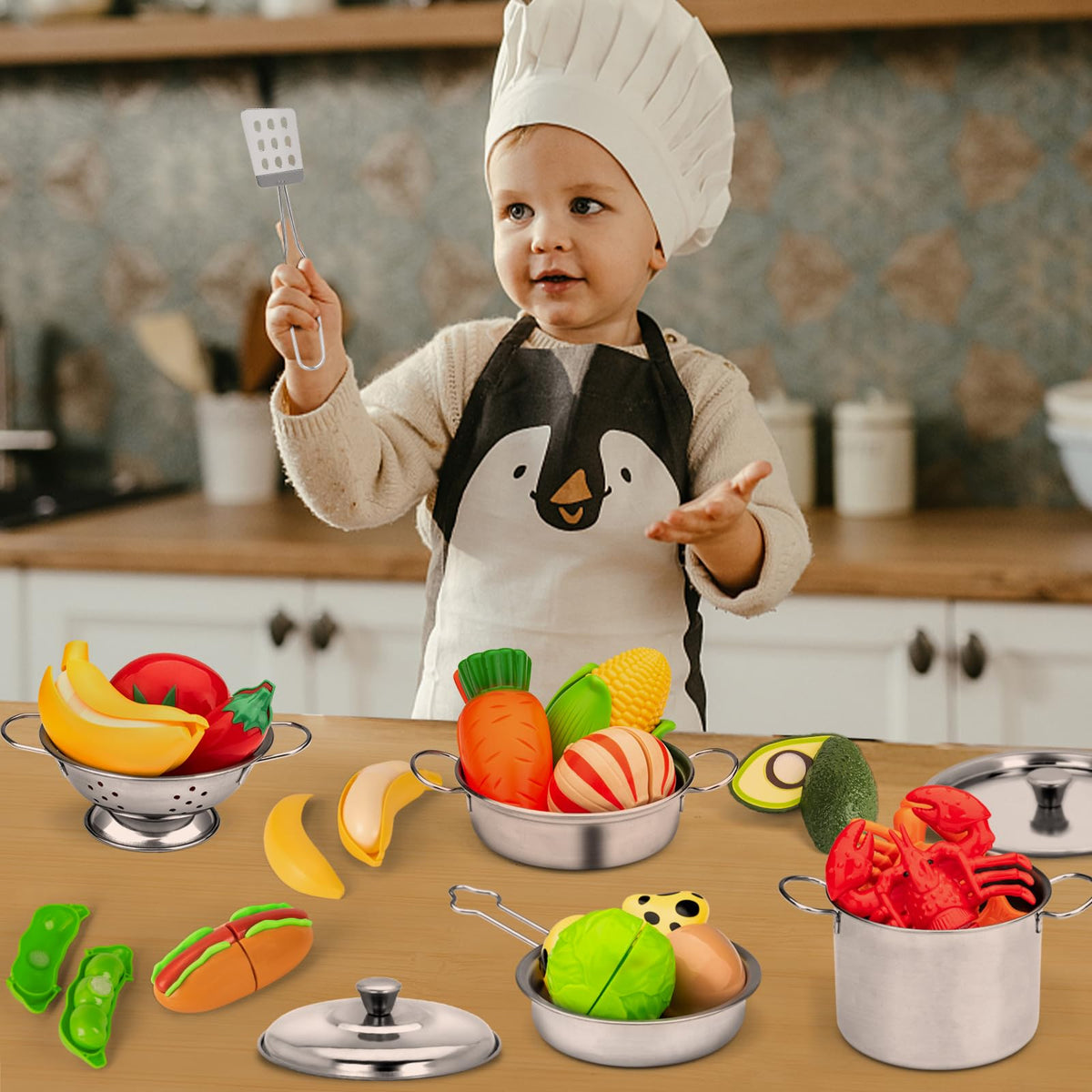 TikOnsYol colander 4in x 1-8in enables rinse and drain play.
