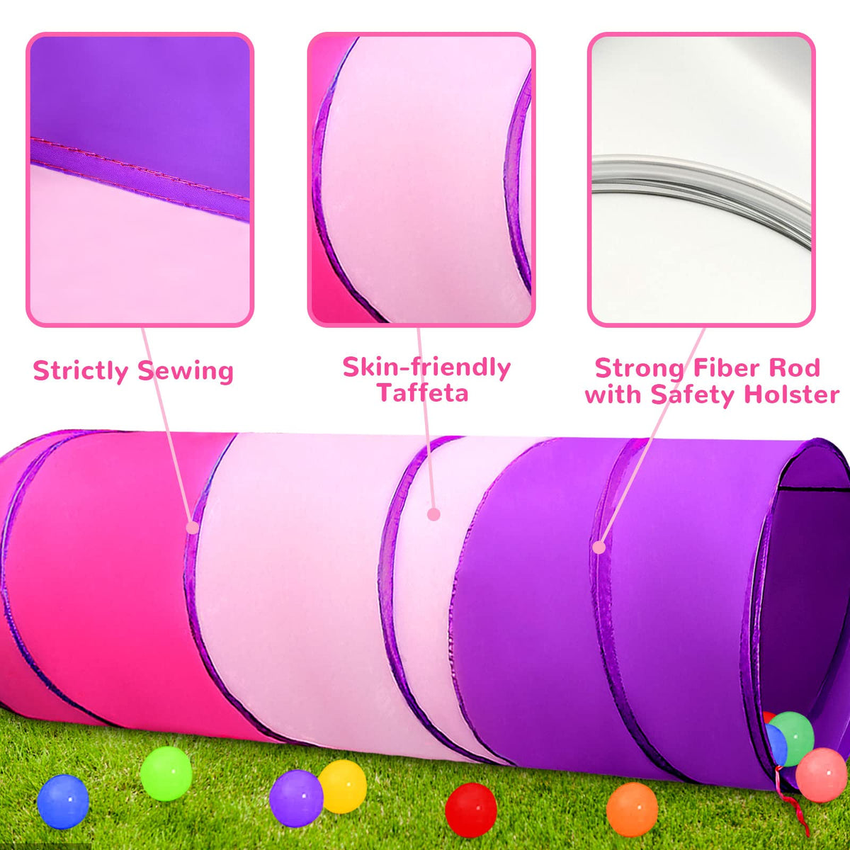 TIKTENT 72-inch tunnel provides roomy crawl space for toddlers.