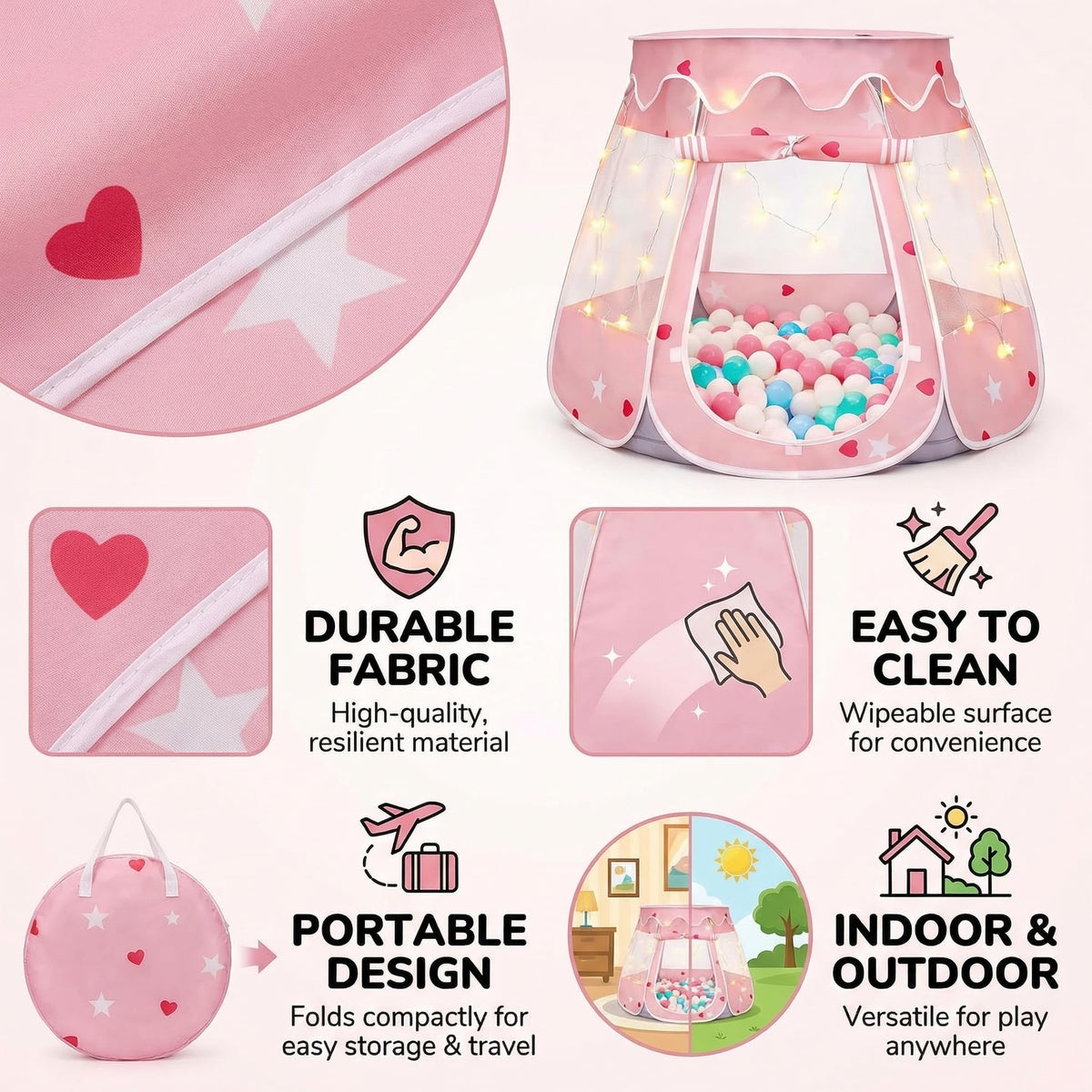 TIKTENT ball pit tent crafted with breathable mesh for easy supervision.