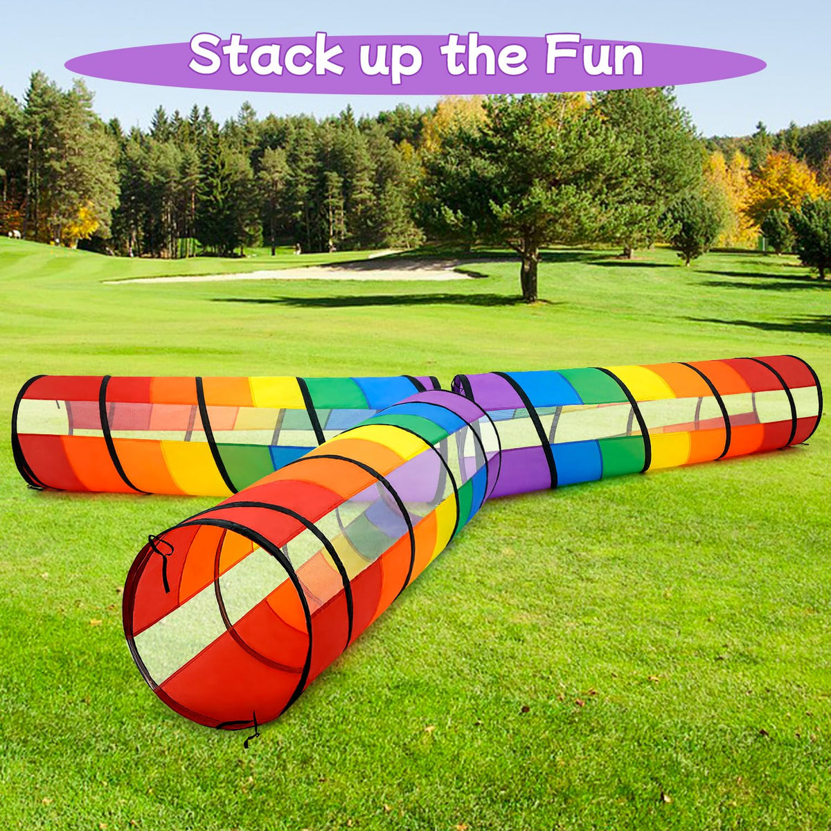 TIKTENT Kids Play Tunnel folded-compact for easy storage.