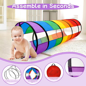 TIKTENT Kids Play Tunnel indoor-outdoor versatility for play spaces.
