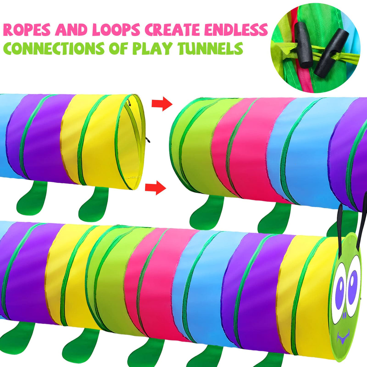 TIKTENT tunnel open dimensions 72 x 17.3 x 17.3 inches for spacious crawl
