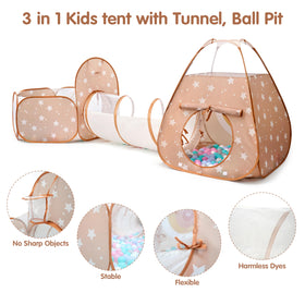 TIKTENT square tent and teepee in brown-apricot support cozy pretend play.