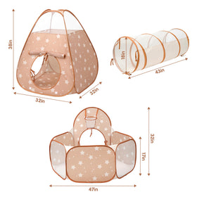 TIKTENT long tunnel in brown-apricot promotes crawling and exploration.