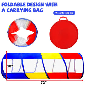 TIKTENT tunnel shaped for creative play and peek-a-boo games.