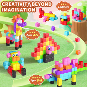 TikTiles close-up colorful blocks showcase magnet connections.