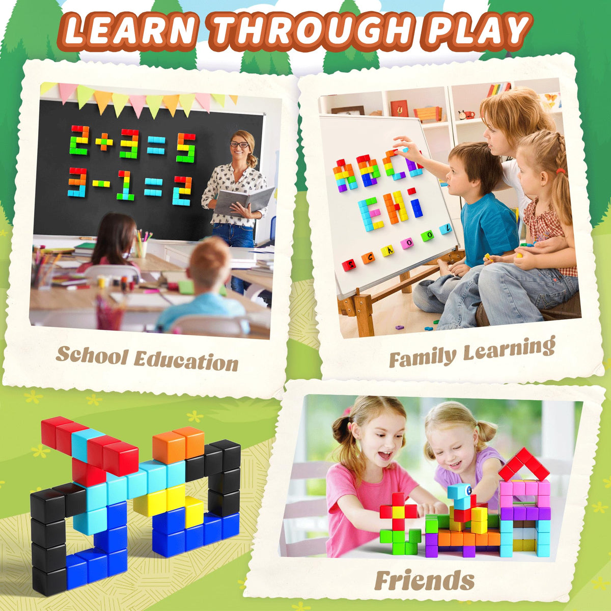 TikTiles blocks used with other brands for larger projects.