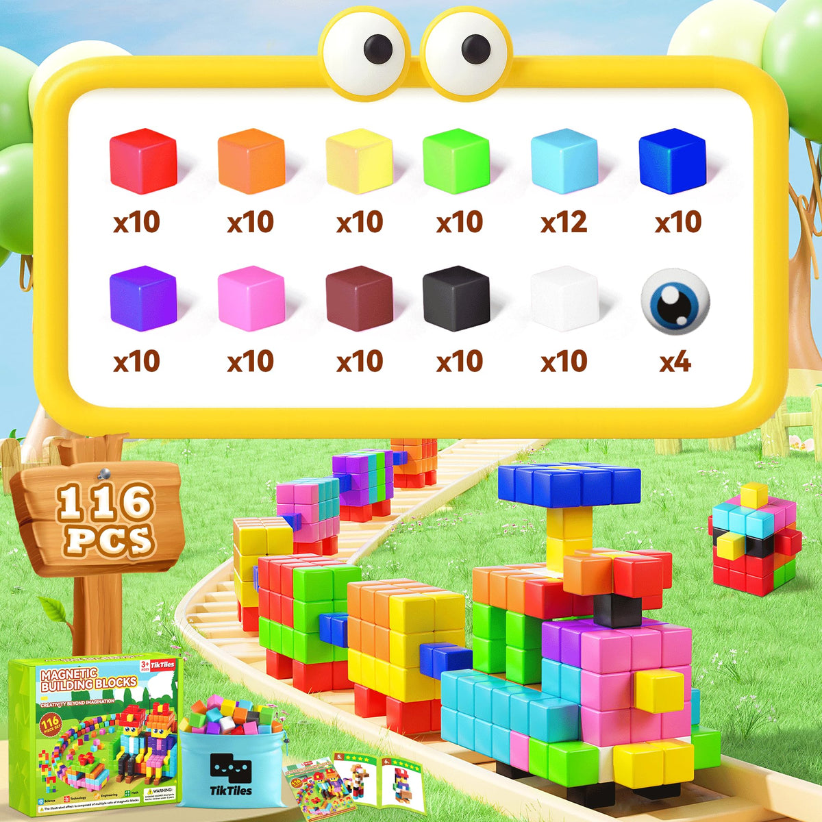 TikTiles kids building with STEM-friendly colorful blocks.