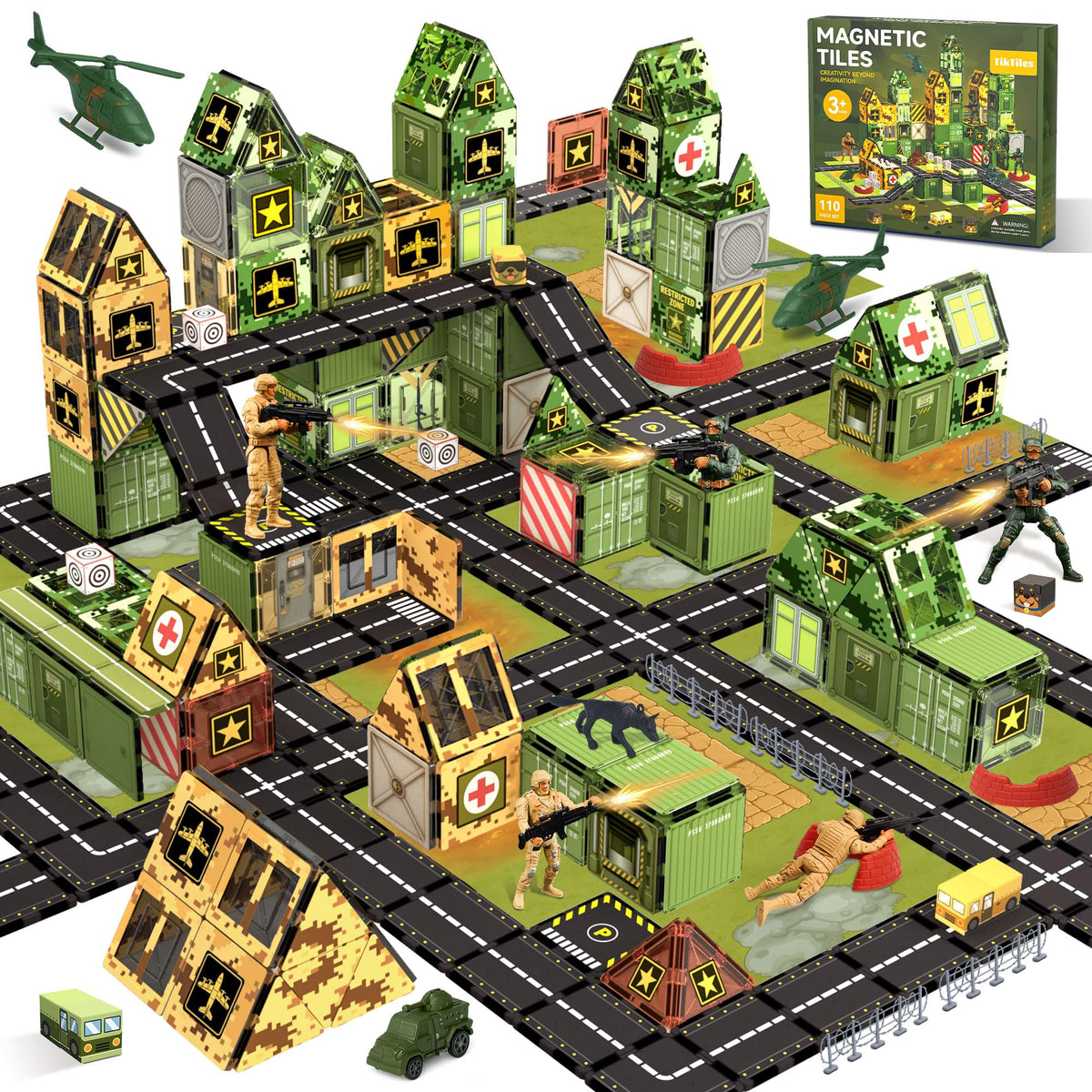 TikTiles magnetic road-building tiles for imaginative play and STEM exploration.