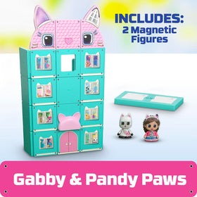 Tile Town Gabby’s Dollhouse figures bring Gabby and Pandy Paws into the scene.