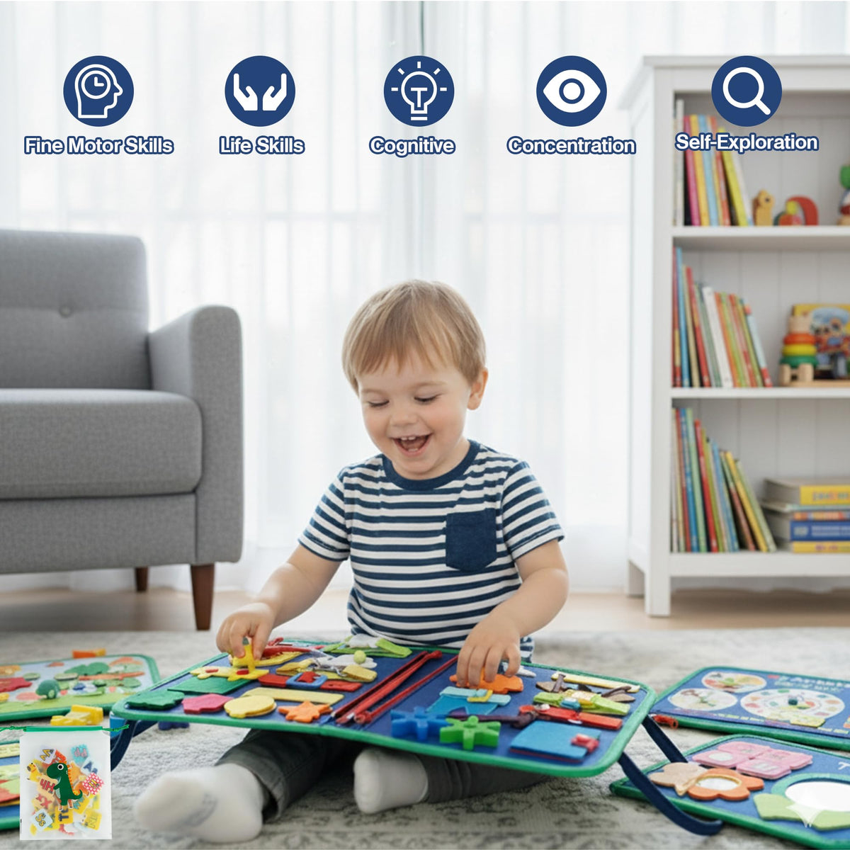 Tilhumt 8-in-1 Busy Book spare Velcro patches for easy replacement.
