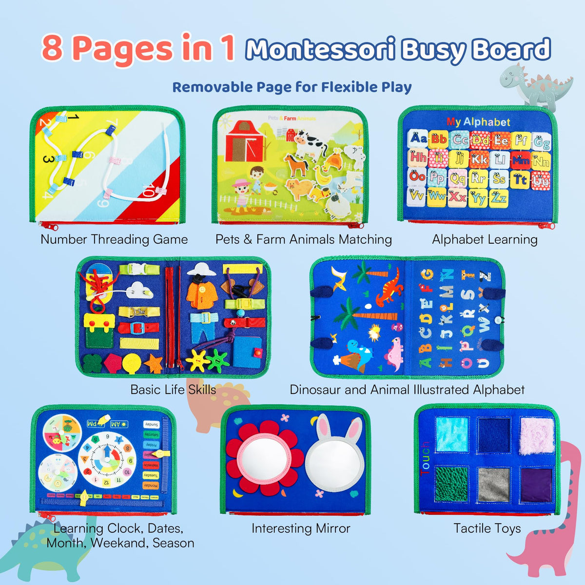Tilhumt 8-in-1 Busy Book weather and animal exploration sparks curiosity.