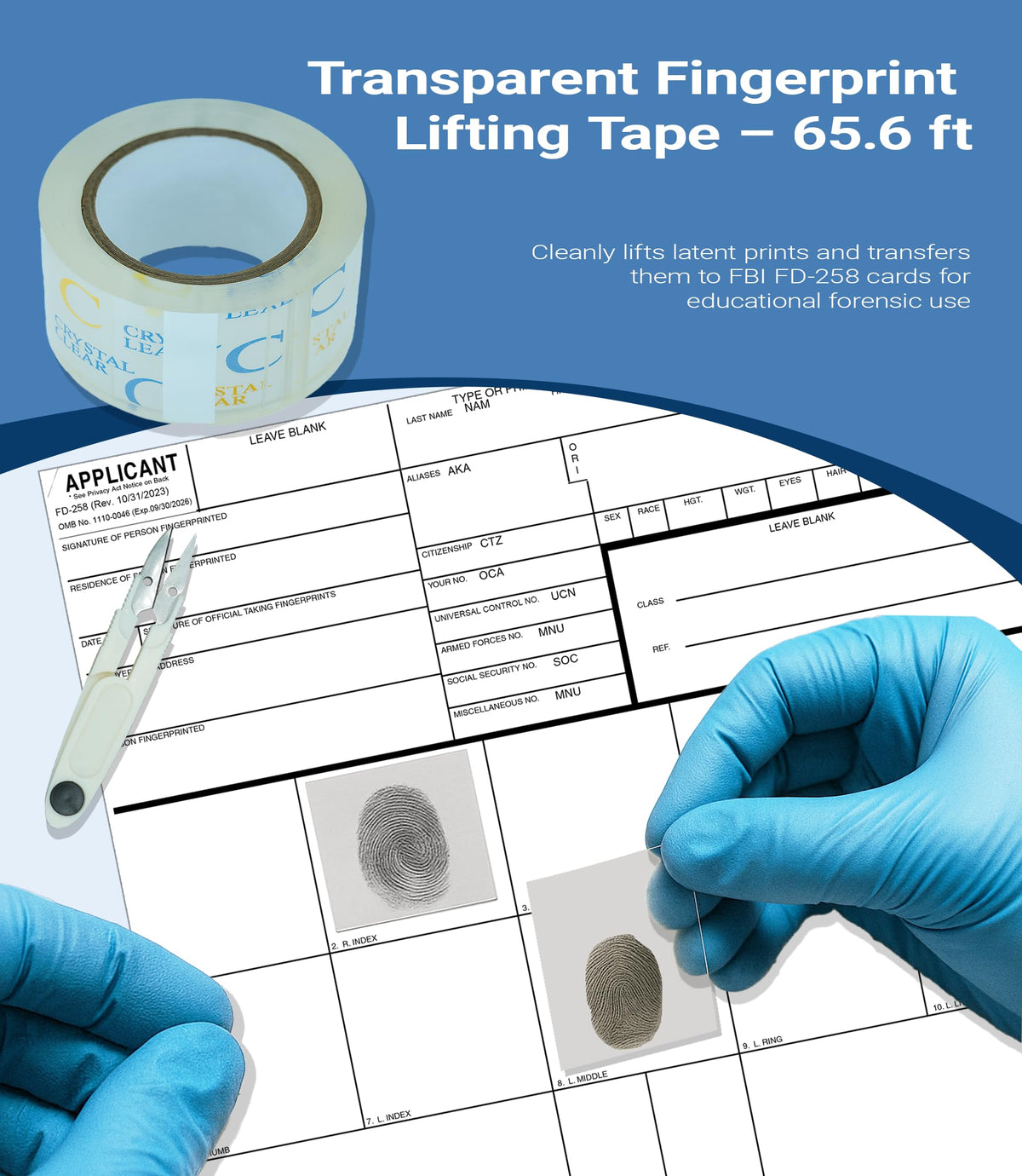 TillBio latent fingerprint kit FD-258 cards to record prints