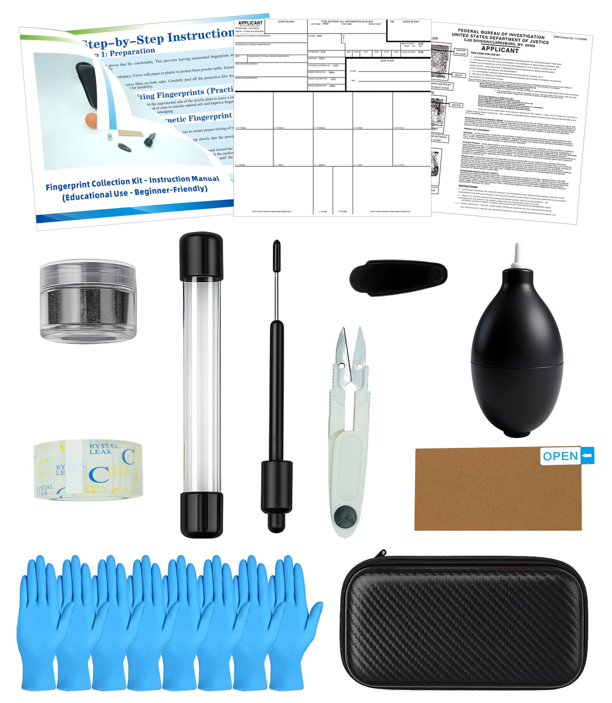 TillBio latent fingerprint kit powder tube offers high-contrast prints for clear results