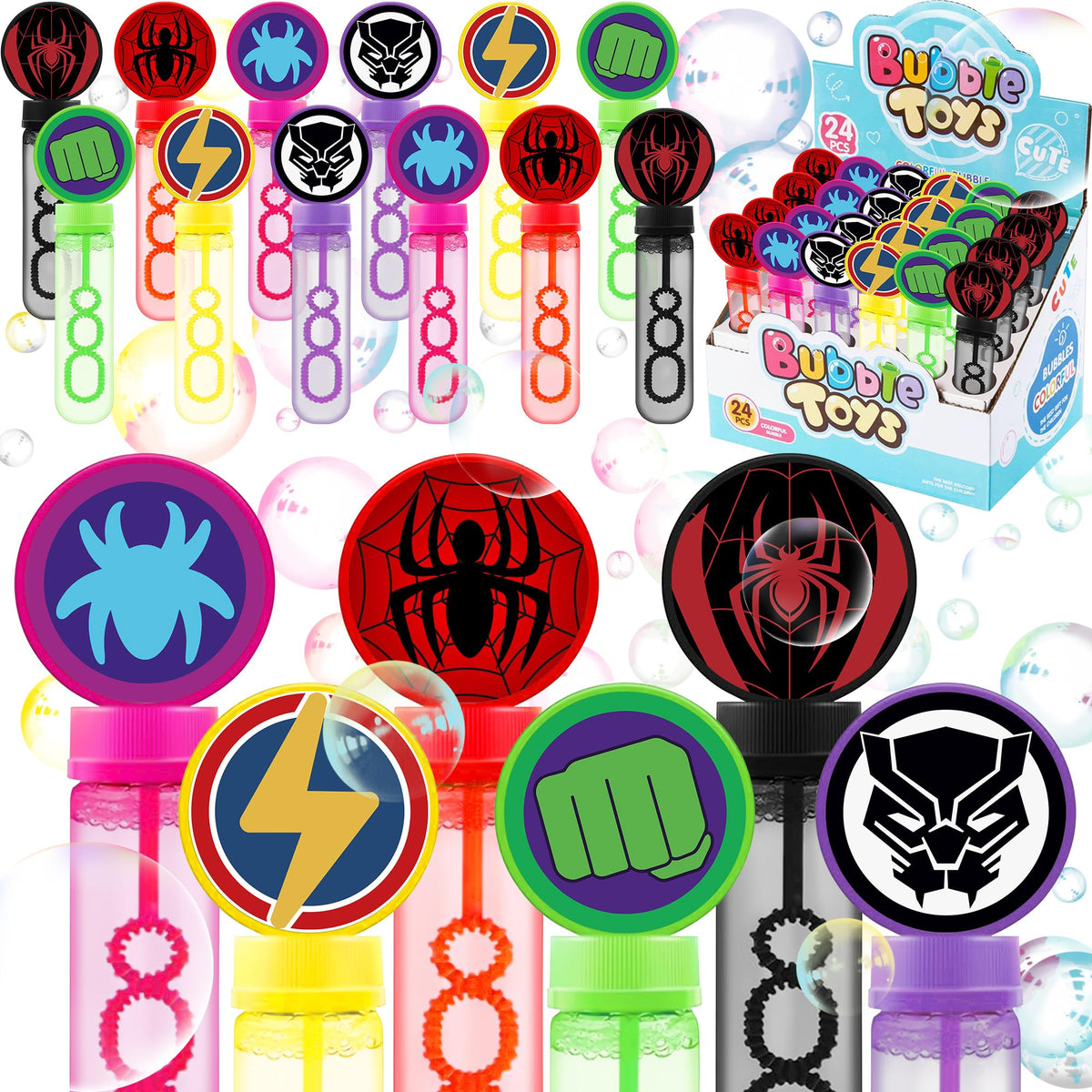 Time4Relax spider bubble wands in an exclusive box, ideal for goody bag fillers and party decor.