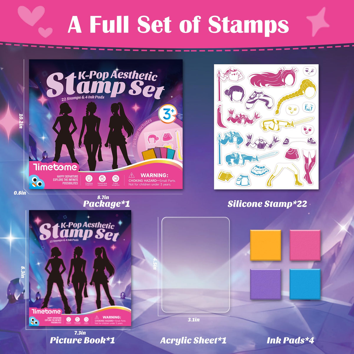 Timetome K-Pop stamp set characters to spark stories.