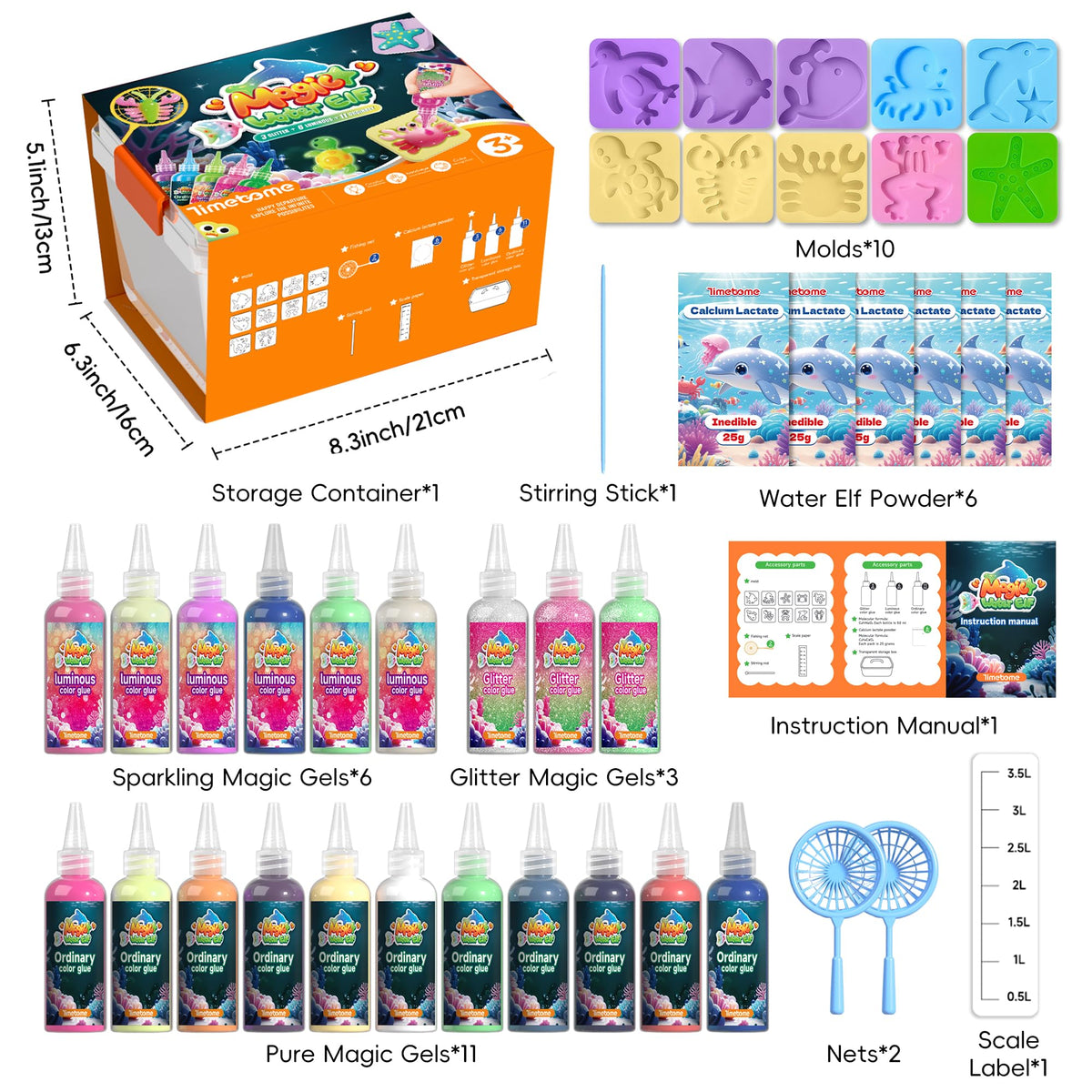 Timetome Magic Water Elf Kit includes 10 molds for designs