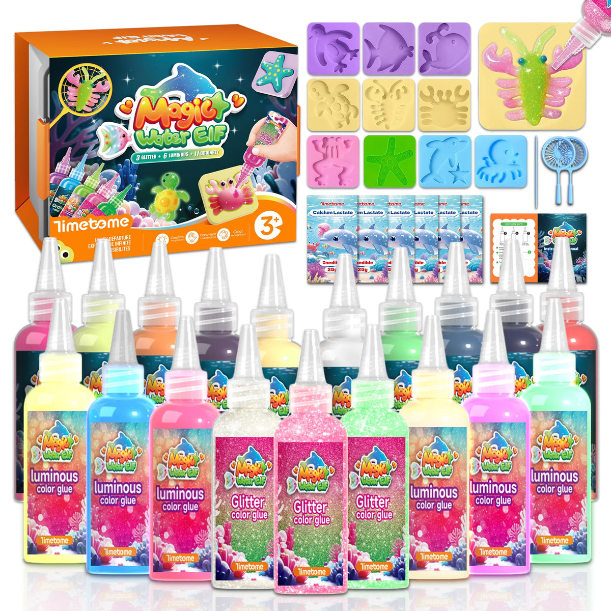 Timetome Magic Water Elf Kit with 20 gels for vibrant, mess-free crafts