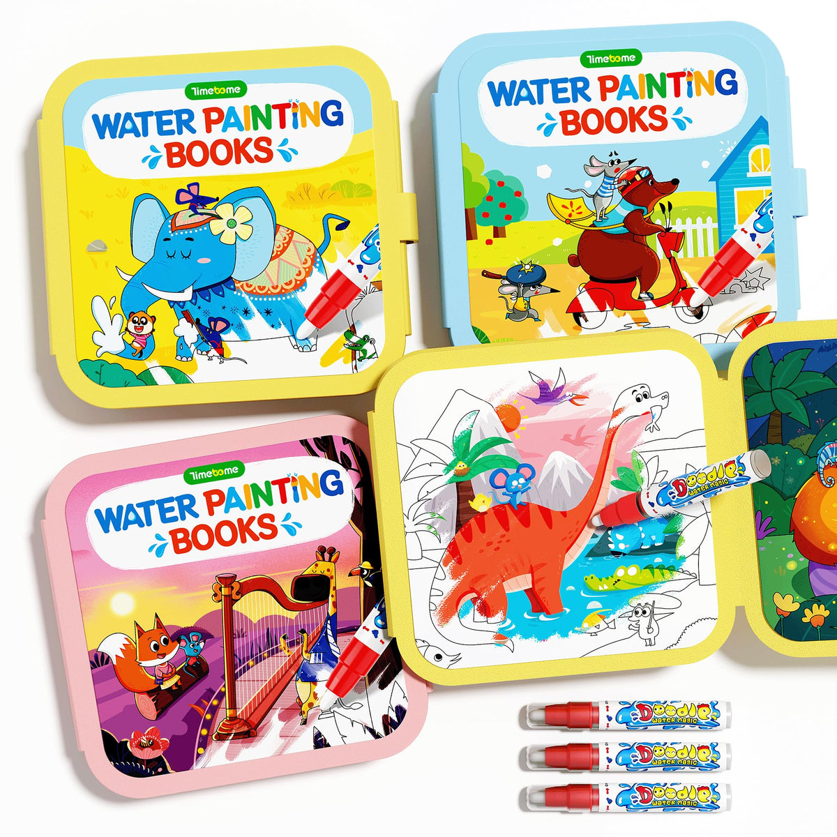 Timetome water painting book fairytale cover promotes mess-free creativity on the go