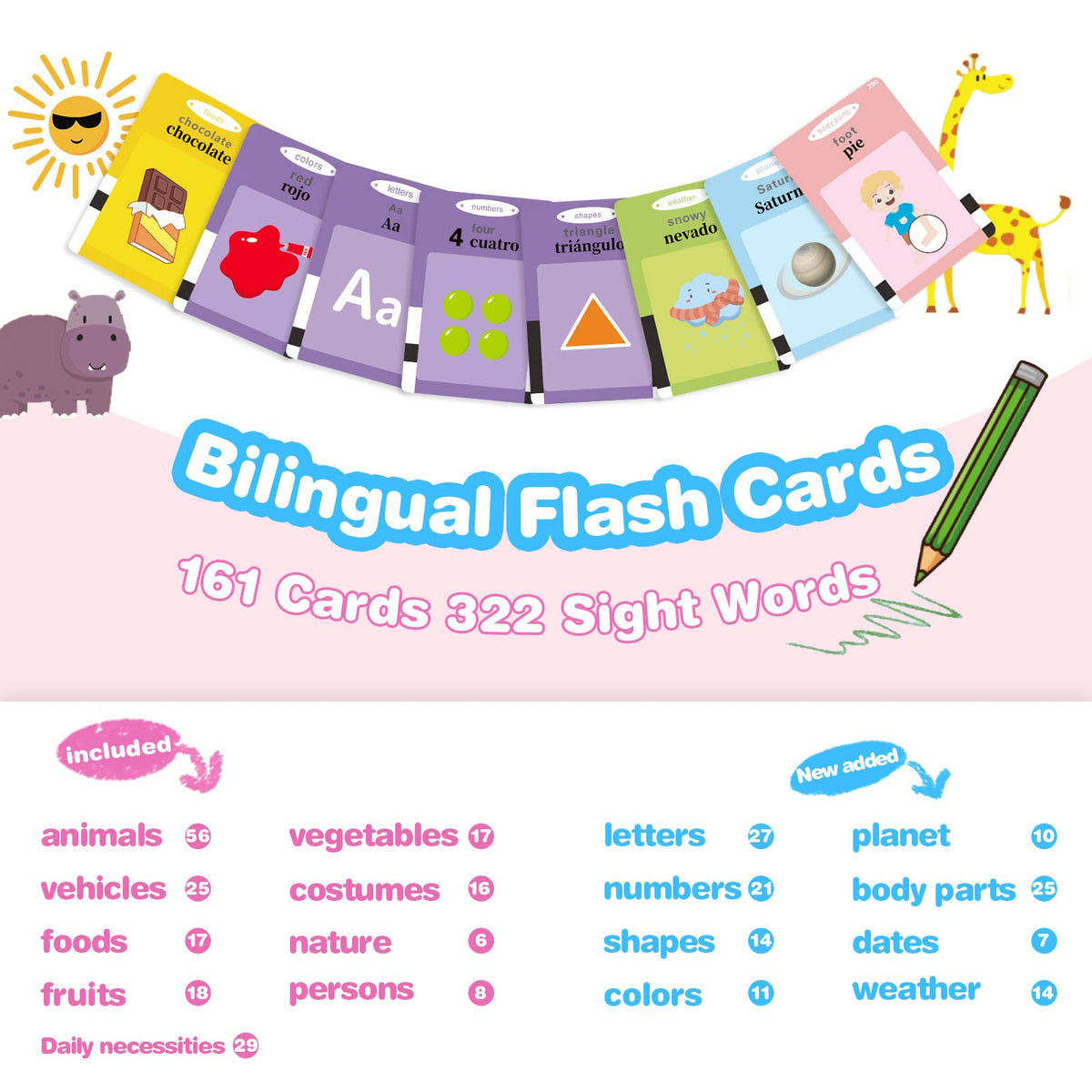 TimingSXD bilingual flashcards showing colors and shapes for recognition activities