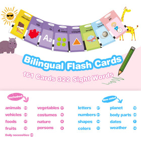 TimingSXD bilingual flashcards showing colors and shapes for recognition activities