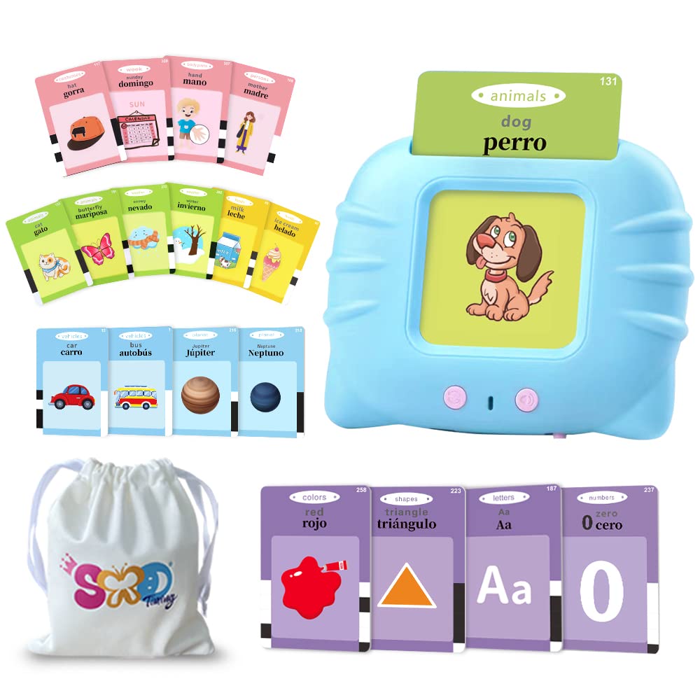 TimingSXD Spanish-English flashcards show letters to boost early bilingual literacy.