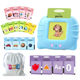 TimingSXD Spanish-English flashcards show letters to boost early bilingual literacy.