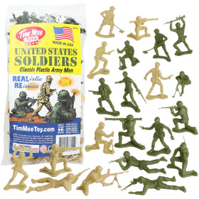 TimMee OD Green army men figures in action-ready poses for classic battlefield play.
