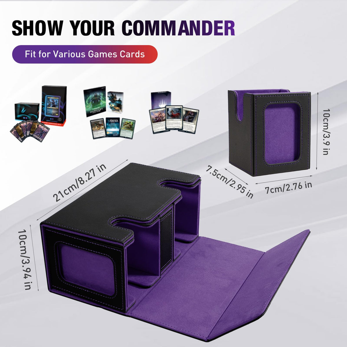 TiMOVO MTG deck box with two compartments stores up to 200 double-sleeved cards.