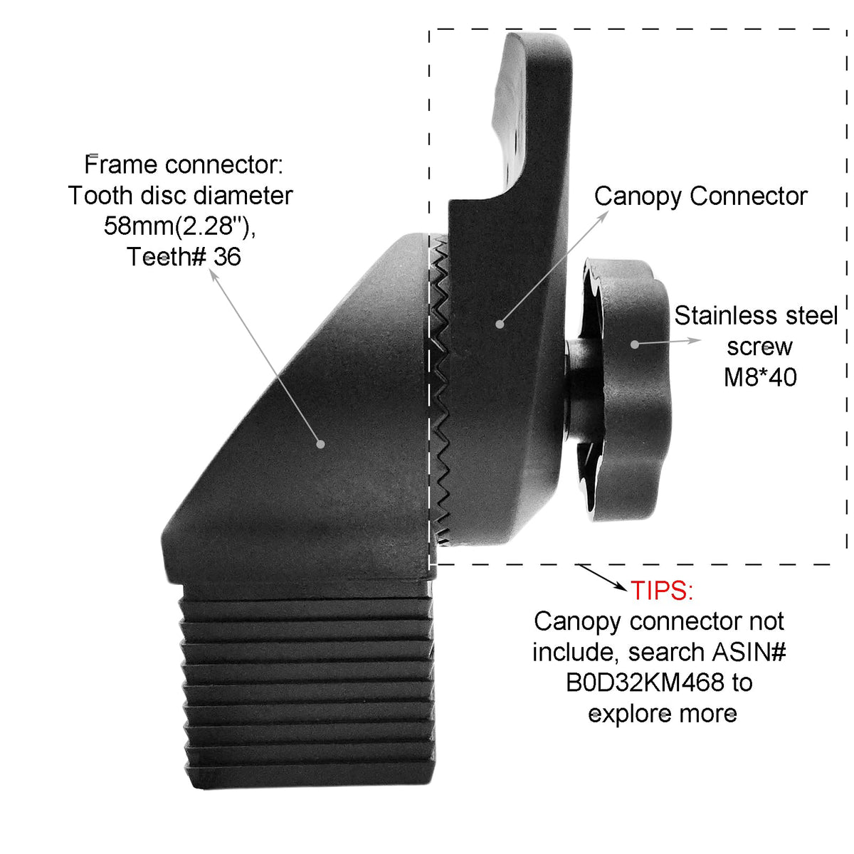 M8 40mm canopy screw compatible with Timyrimy frame connector