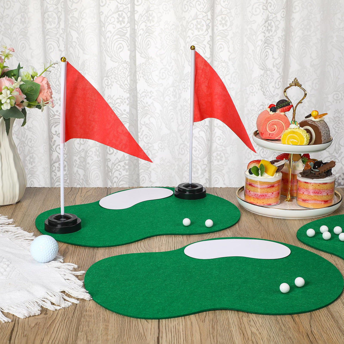 Tinideya red flag centerpiece provides bright focal point for events.