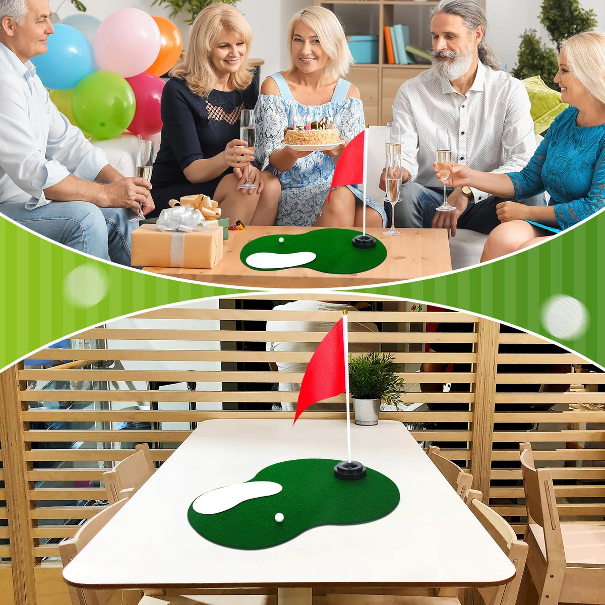 Tinideya golf centerpiece set display shows a complete golf table decor