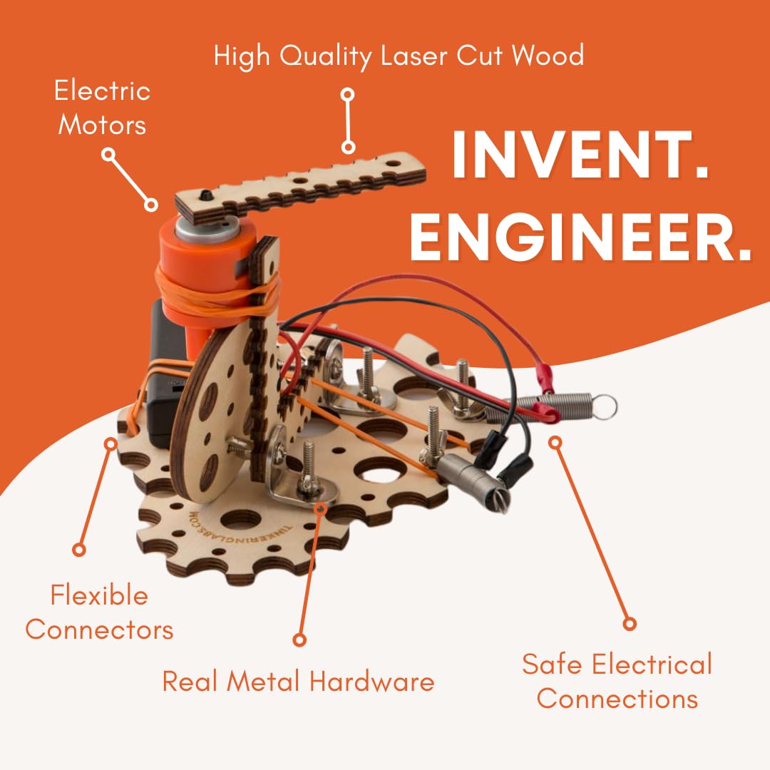 Tinkering Labs STEM box parts reveal laser-cut chassis and authentic hardware for sturdy builds.