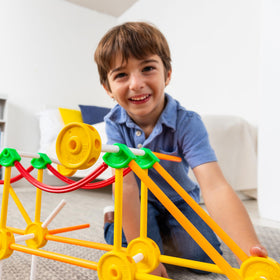 Tinkertoy portable sturdy box for storage and travel