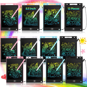 Tinlade 12-pack LCD writing tablets bundle shown for mess-free creative play and learning.