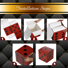 Tinlade dice boxes on a table top in a lively party scene